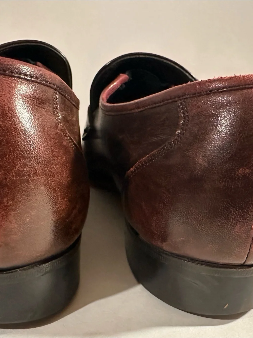 Vintage Florsheim Riva Loafers 11 C Burgundy Kidskin Bit Slip On Made in USA
